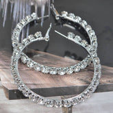 Silver Rhinestone hoop earrings
